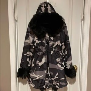 Camo Faux fur womens coat